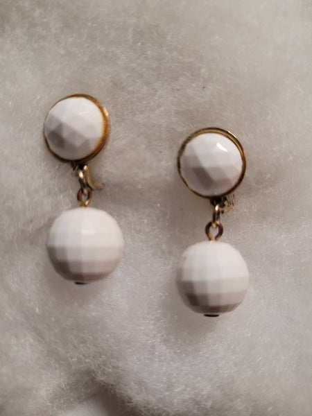 Monet Vintage  Drop & Dangle White circa 60s