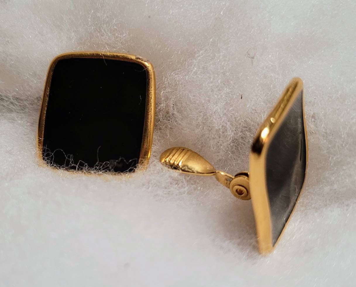 Monet signed Black Magic Vintage  Earring Classics