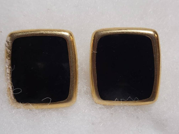 Monet Marvelous Basic Black & Gold Stunning Vintage  Earwear