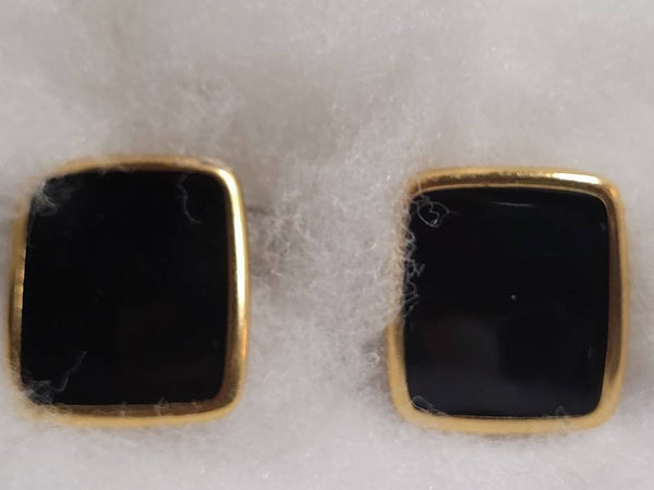 Monet Marvelous Basic Black & Gold Stunning Vintage  Earwear