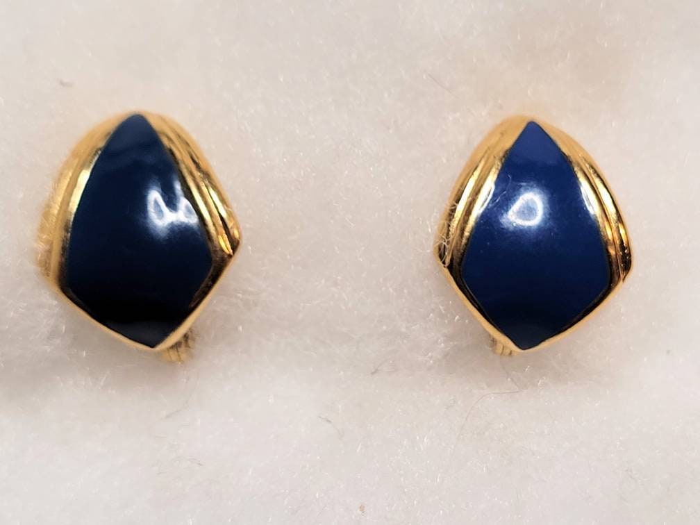 Monet Blue Magic Vintage  Clip Earrings