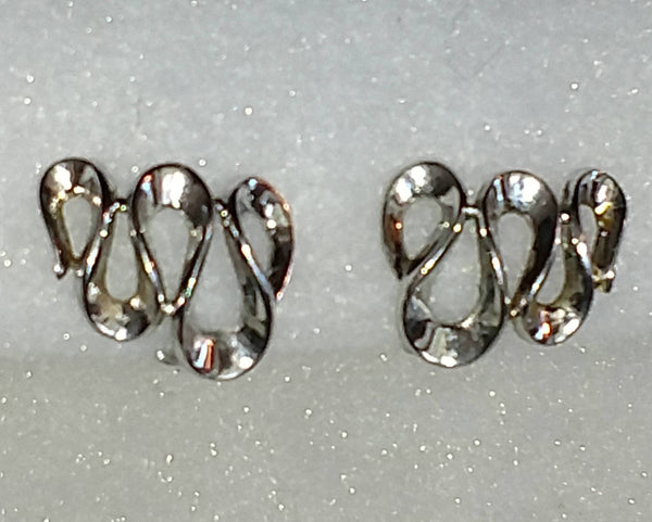 Trifari Vintage  50s Silver Squiggles Earrings