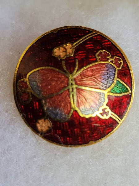 Cloisonne  Butterfly  Beautiful  Vintage 1960s Earrings