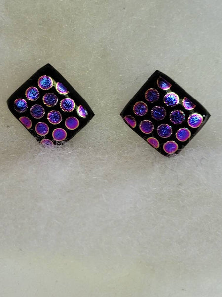 Original Glass Art Earrings Gorgeous  Purples & Blues