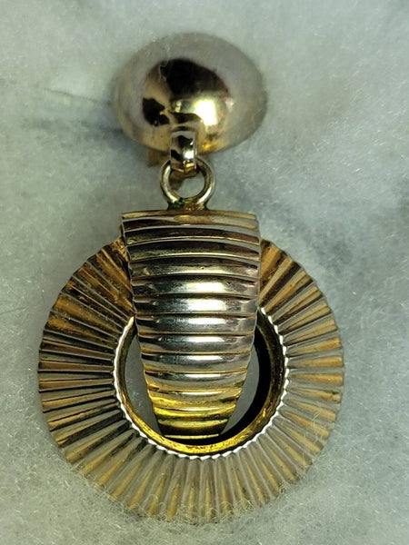 1950s Egyptian  Revival- Deco Silver Dimensional  Clips