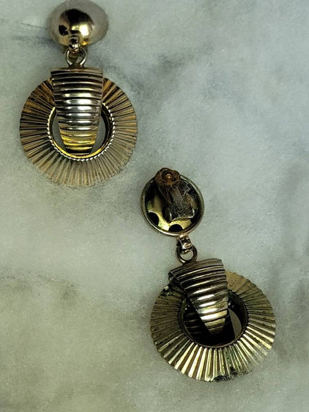1950s Egyptian  Revival- Deco Silver Dimensional  Clips