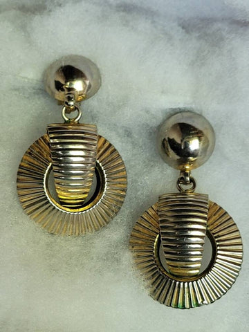 1950s Egyptian  Revival- Deco Silver Dimensional  Clips