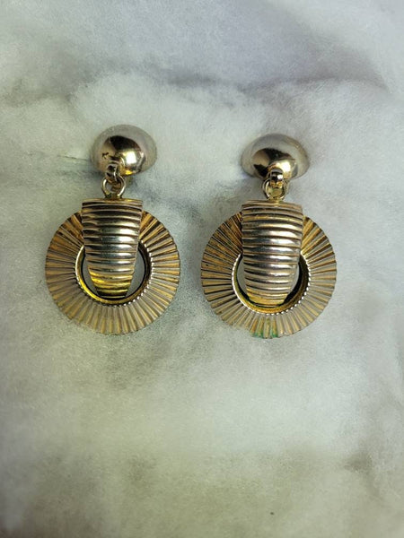 1950s Egyptian  Revival- Deco Silver Dimensional  Clips