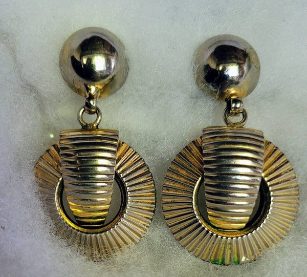 1950s Egyptian  Revival- Deco Silver Dimensional  Clips
