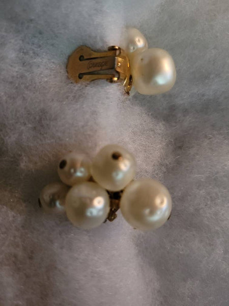 Hattie  Carnegie Faux Pearl Earrings  circa 50s