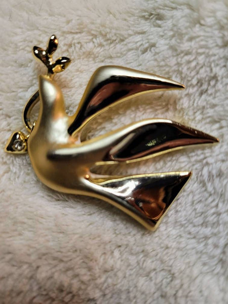 Golden Dove & Olive Branch Pin by Guiste