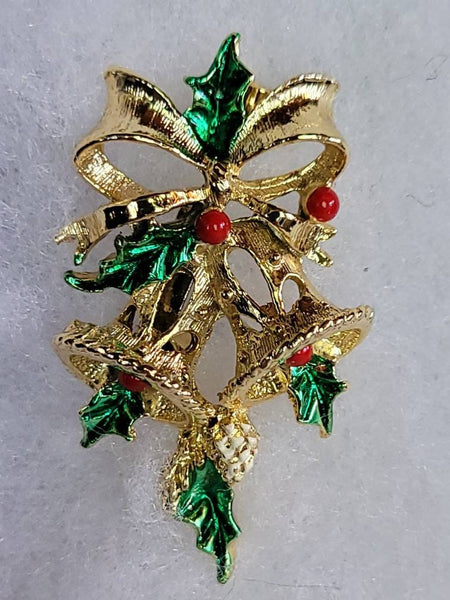 Christmas  Bells Pin by Gerrys Vintage Jewelry