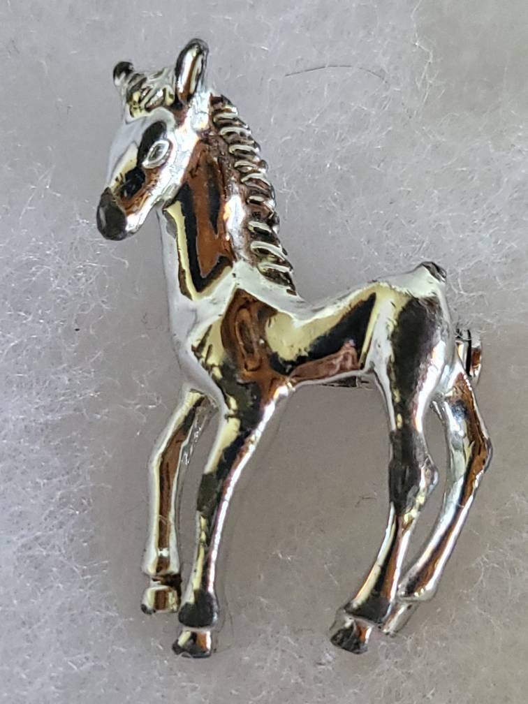 Silver Fancy Filly Pin Vintage 1860s by Gerrys