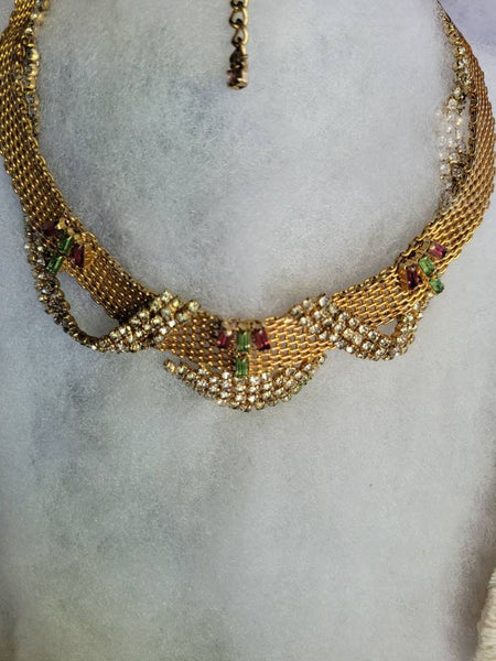 Hobe' Classic (SOLD) Rhinestones  & Mesh Choker 1940s