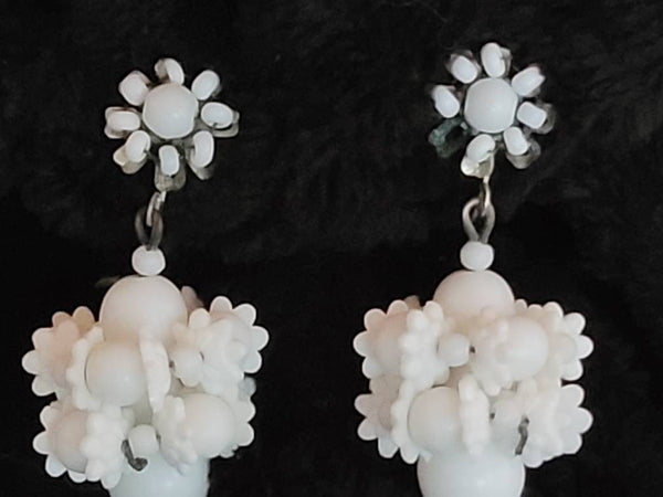 1930s Miriam Haskill White Earrings Handmade