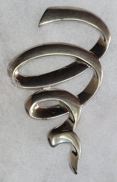 JJs 80s Vintage  Big Beautiful  Almost Spiral Silver Pin