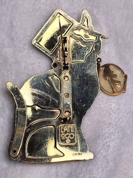 Lunch At The Ritz signed on this FOREVER  FABULOUS Catlovers Articulated Statement  Piece  "Vintage Cat & The Goldfish Pin"