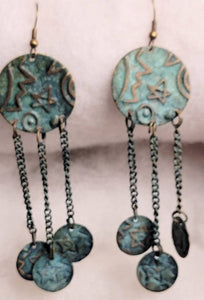 80s Original Celestial Patina Drop Earrings