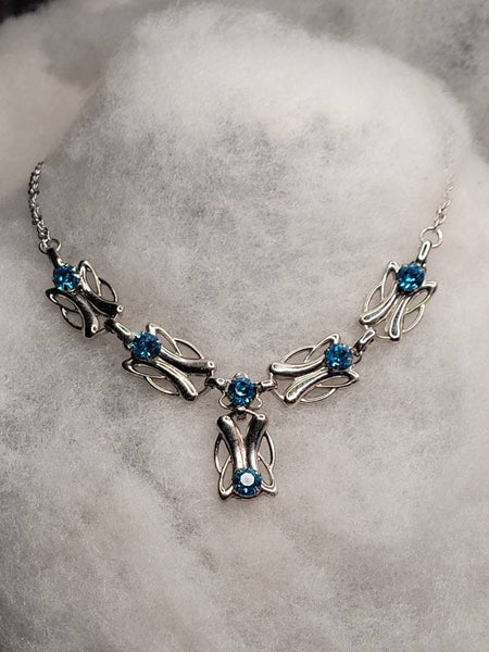 Vintage Aquamarine  & Silver 1950s Necklace