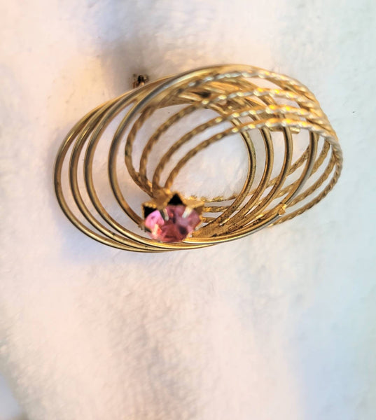 Swarovski 1950s Golden Swirls  Pink  Pin