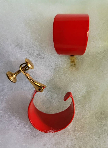 Rich Red Vintage Clip Hoops