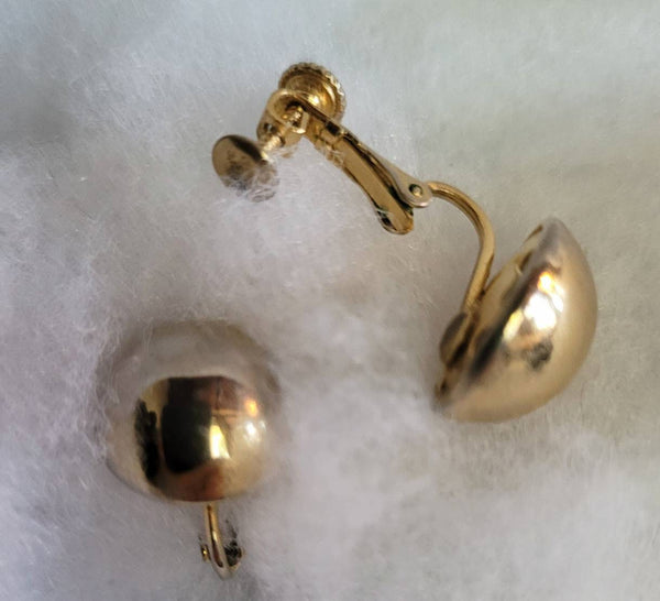Golden Orbs Pat Pend Vintage  Earrings Classics circa 60s