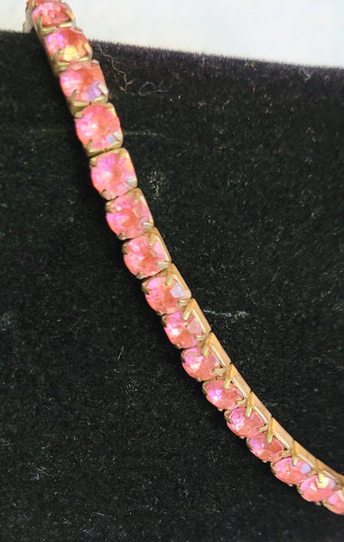 Sixties Pink Rhinestone Chain Bracelet