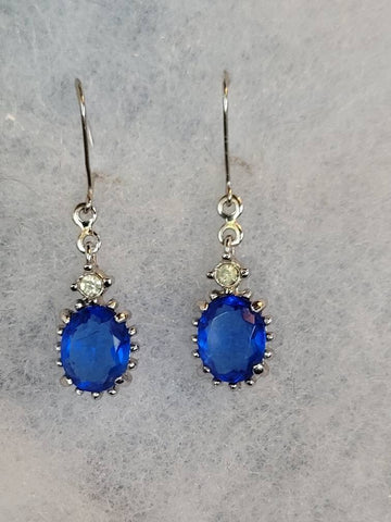 Caribbean Blue Crystal  Earings Circa 1960s