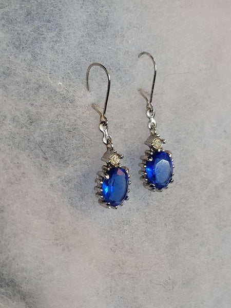 Caribbean Blue Crystal  Earings Circa 1960s