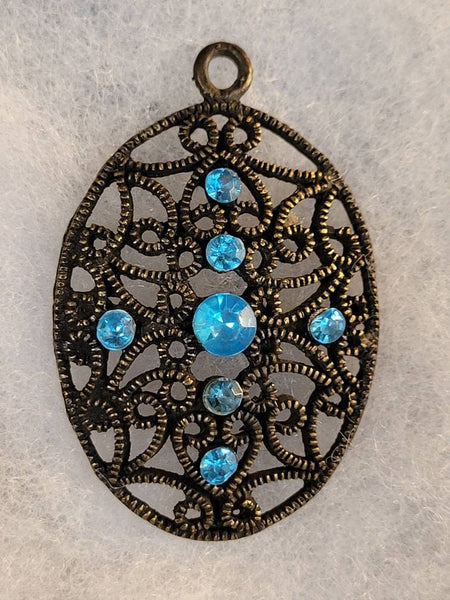 Island Blus Antiqued Gold Scroll Pendant