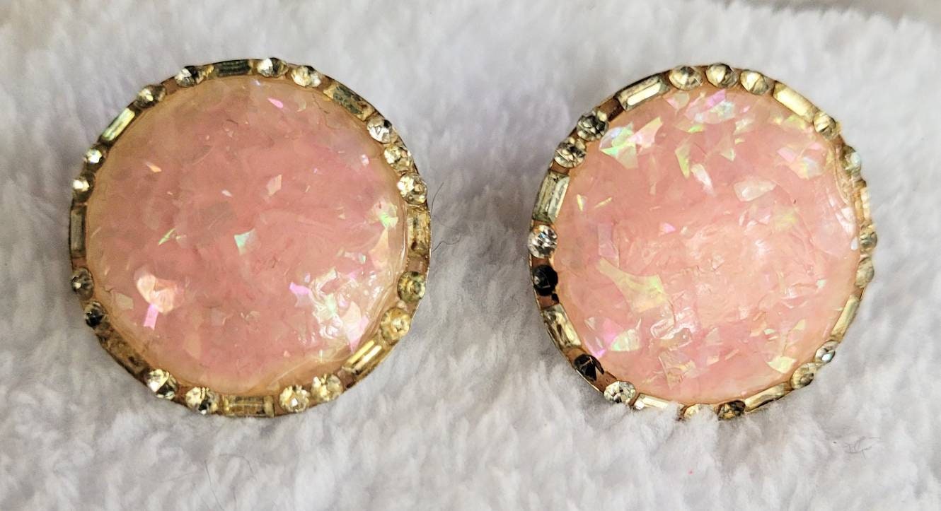 Coro Sparkling Pink Confetti 1950s Earrings