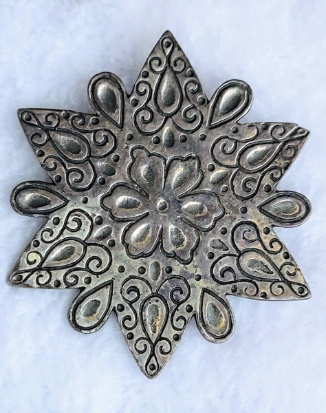 Coro Scrolled Silver Brooch 70s