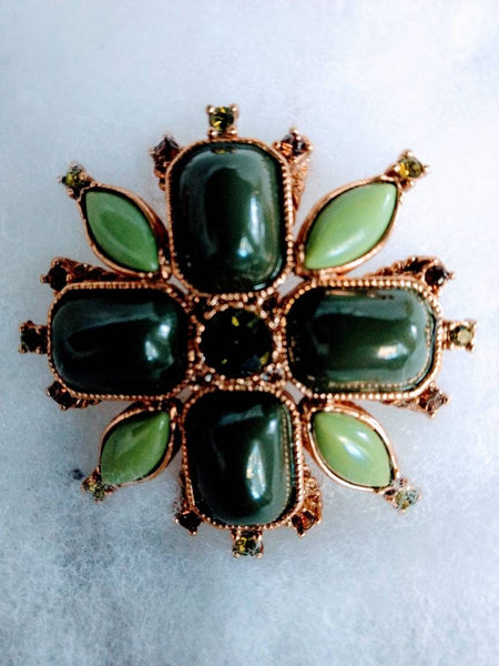 Green On Gold Faux Stone Cross