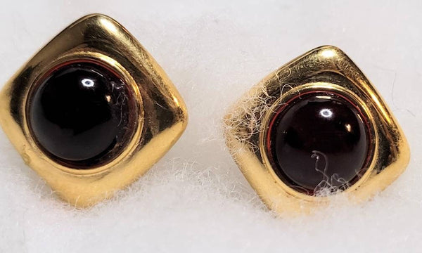 Monet Rich Red & Gold Vintage  Glamor Ear Candy