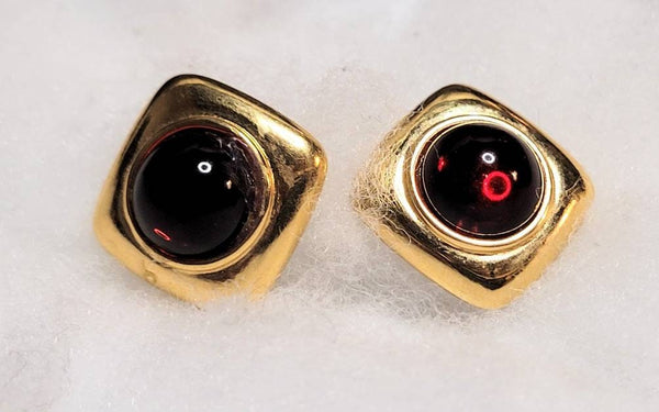 Monet Rich Red & Gold Vintage  Glamor Ear Candy