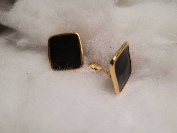 Monet signed Black Magic Vintage  Earring Classics