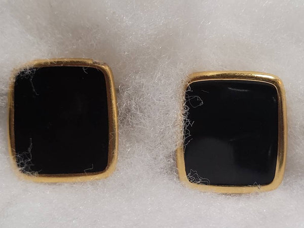 Monet Marvelous Basic Black & Gold Stunning Vintage  Earwear