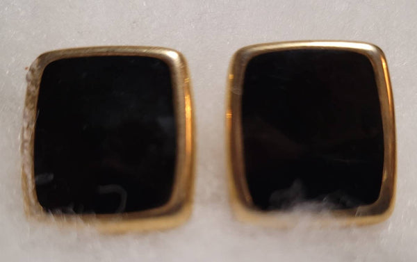 Monet Marvelous Basic Black & Gold Stunning Vintage  Earwear