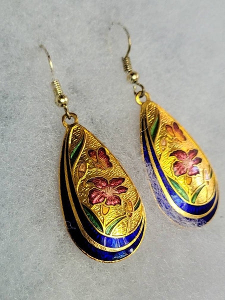 Cloisonne ARTSY Earrings Celebrating Nature..! Circa 60s