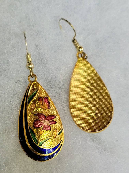 Cloisonne ARTSY Earrings Celebrating Nature..! Circa 60s