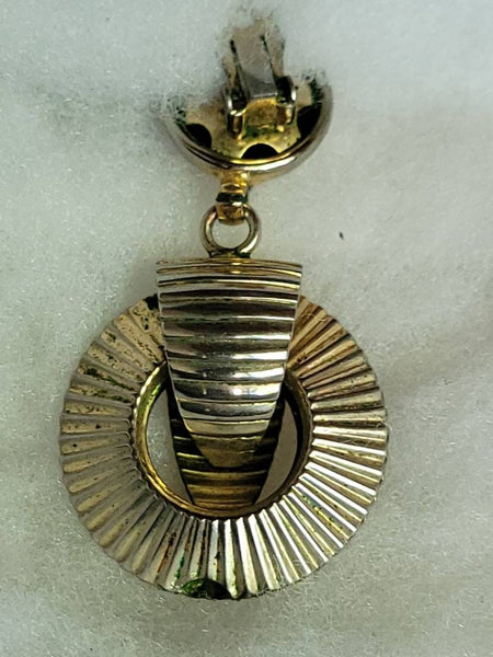 1950s Egyptian  Revival- Deco Silver Dimensional  Clips