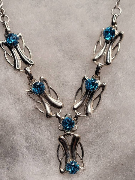 Vintage Aquamarine  & Silver 1950s Necklace