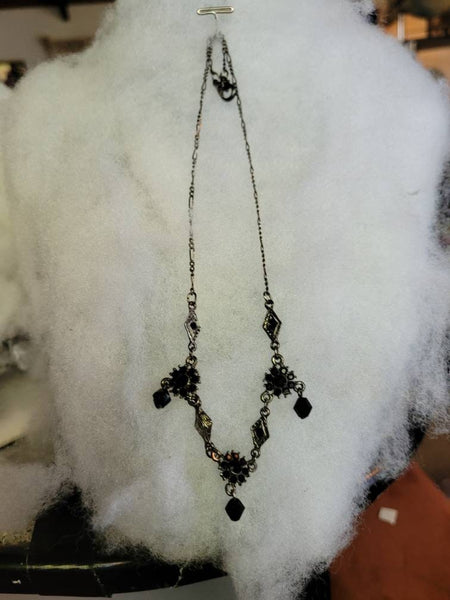 Sweet Style Silver & Black Necklace