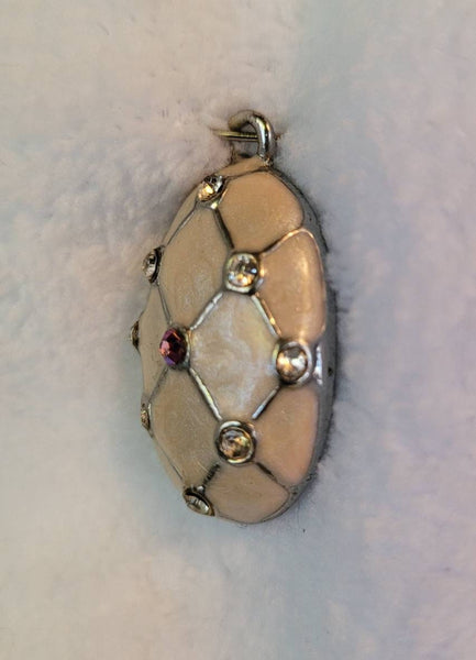 Avant Art Deco Pink Enamal Rhinestone Pendant Circa 60s