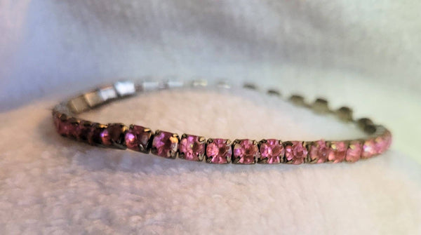 Sixties Pink Rhinestone Chain Bracelet