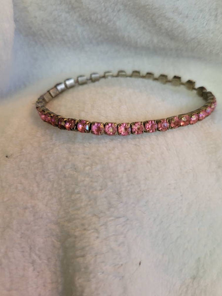 Sixties Pink Rhinestone Chain Bracelet