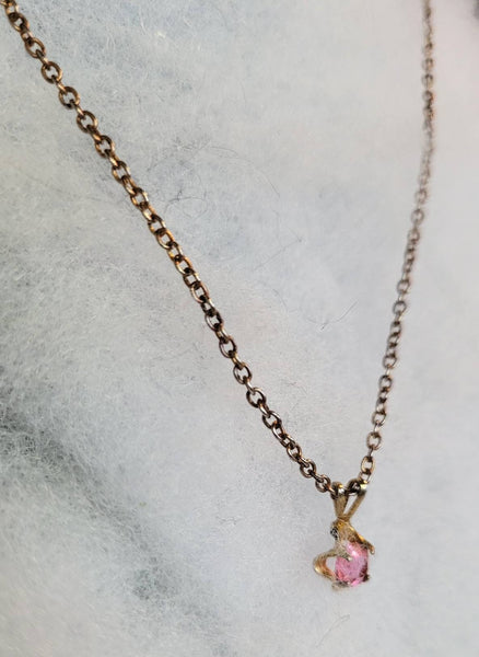 PoPing Pink Vintage Single Stone Necklace