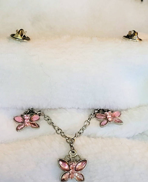 Staggering Pin in Pink Butterfly Motif