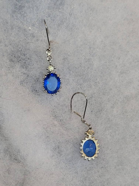 Caribbean Blue Crystal  Earings Circa 1960s