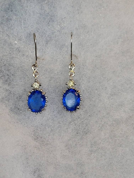 Caribbean Blue Crystal  Earings Circa 1960s